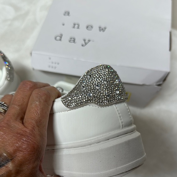 A New Day White  Sneakers with Rhinestones - Picture 12 of 12